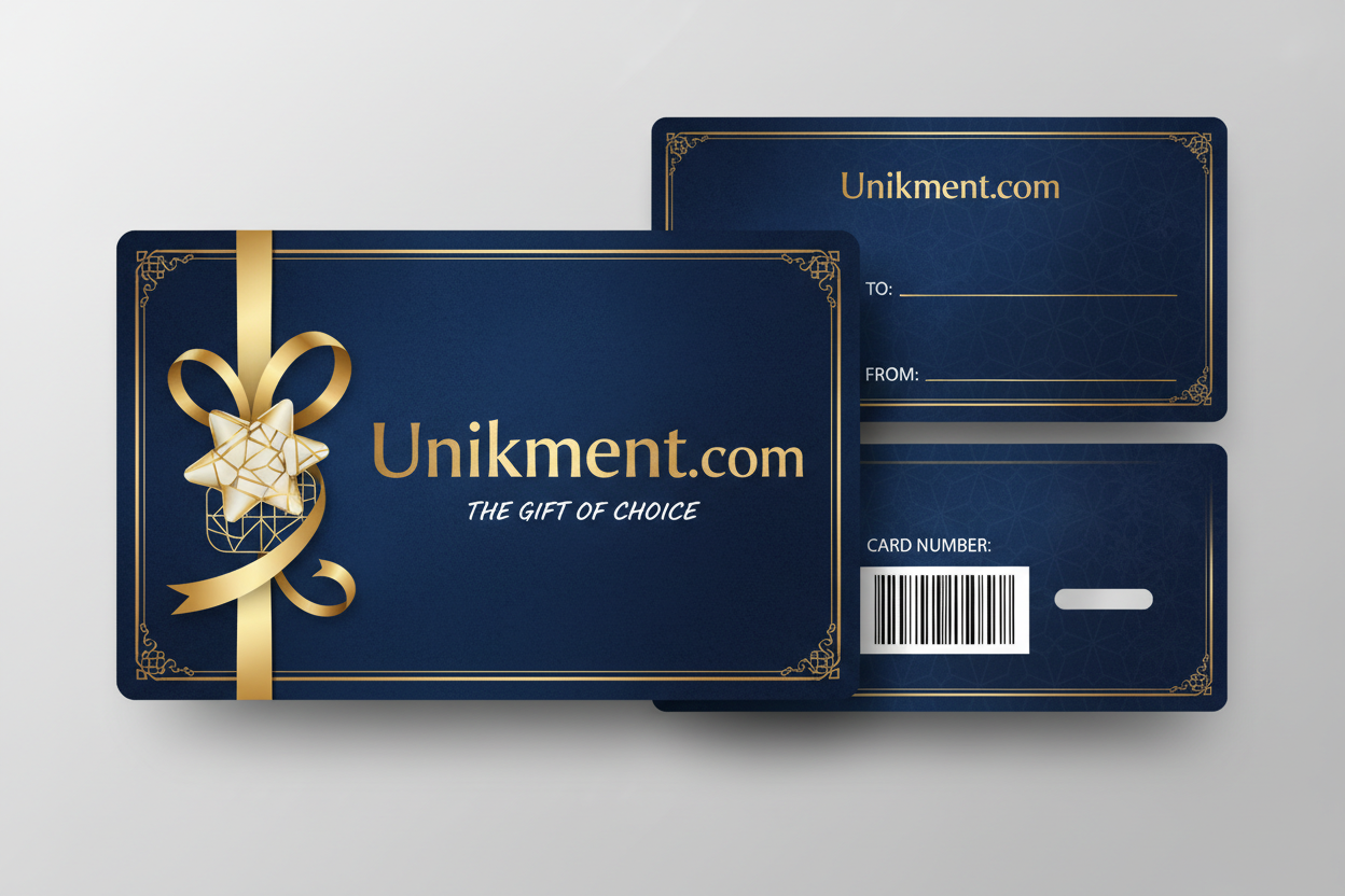 carte cadeaux avec le nom de la boutique Unikment.com